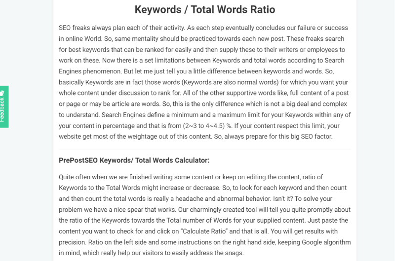 Keyword Ratio