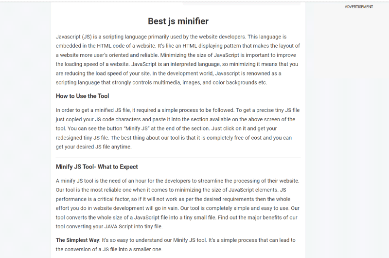 Minification JS