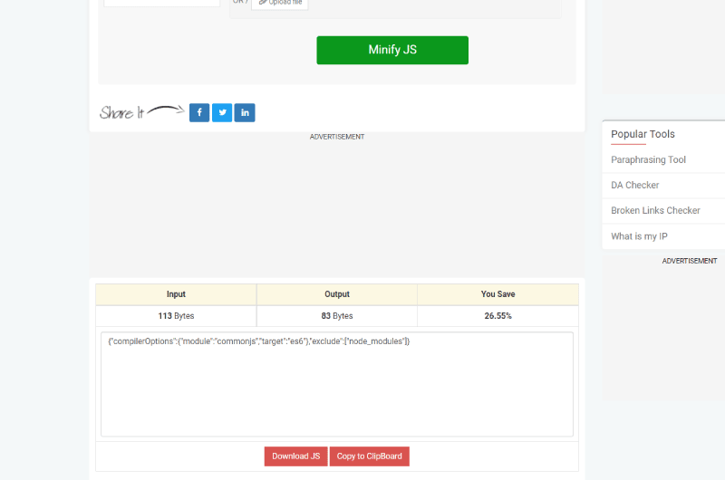 Minification JS