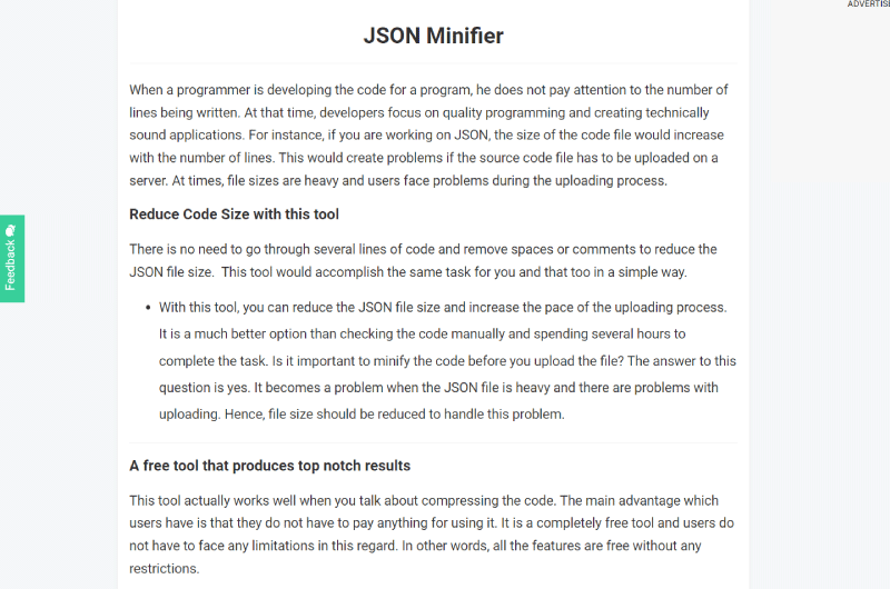 JSON MINIMIZAR 