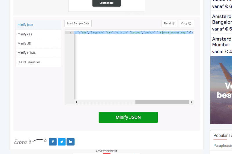 JSON MINIMIZAR 