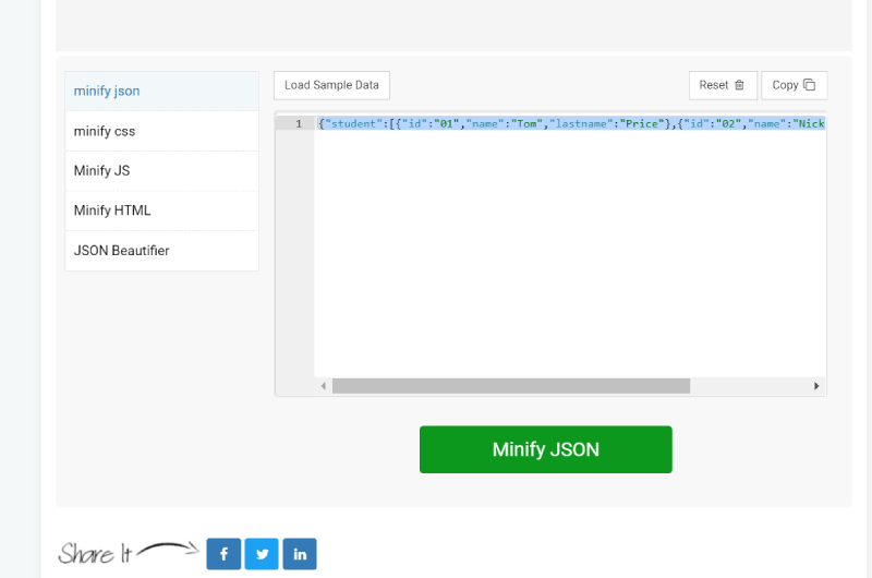JSON MINIMIZAR 