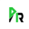 Logo vert et noir avec lettre P stylisée et R