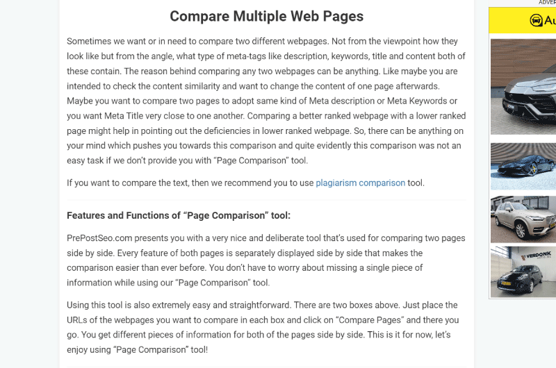 Compare Two Pages
