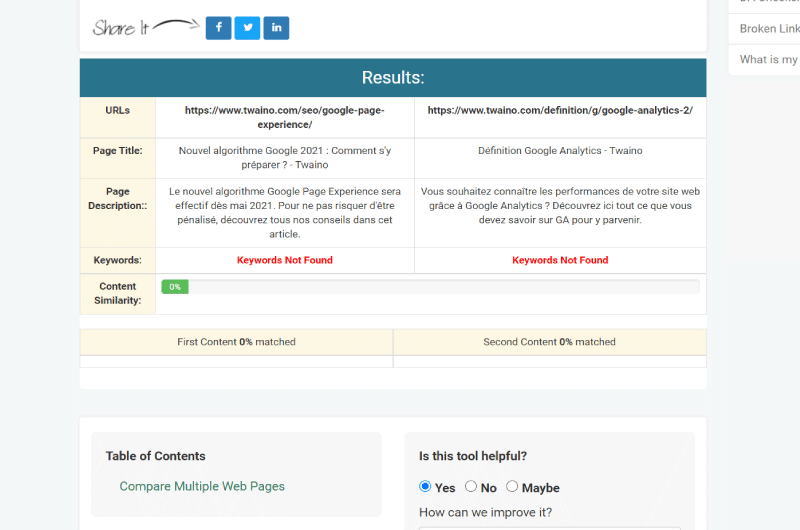 Compare Two Pages