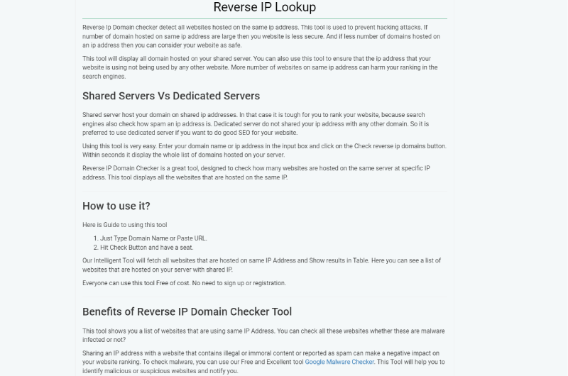 Reverse IP Domain Checker