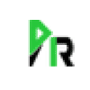 Logo vert et noir avec lettres P et R stylisées