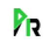 Logo vert et noir avec lettres stylisées PR