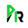 Logo PR vert et noir avec lettres stylisées
