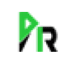 Logo stylisé avec lettres P et R en vert et noir