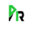 Logo vert et noir avec lettres PR stylisées