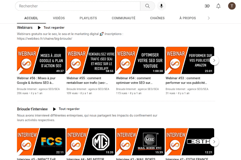 YouTube Channel | Brioude Internet