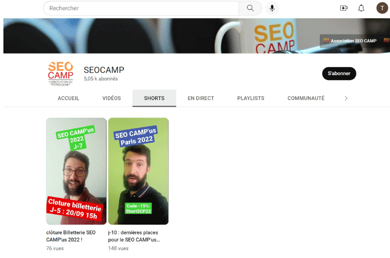 Chaîne YouTube | l’association SEO CAMP