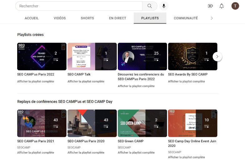 Chaîne YouTube | l’association SEO CAMP