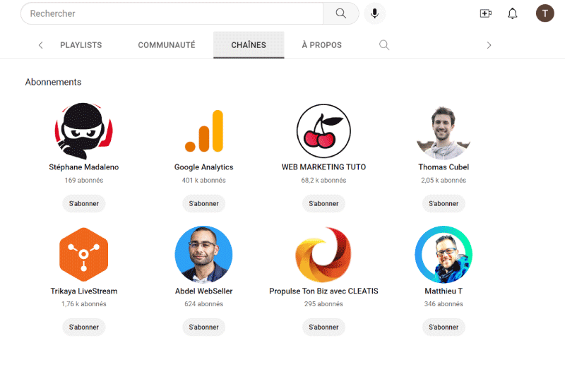 Canales YouTube | l’association SEO CAMP