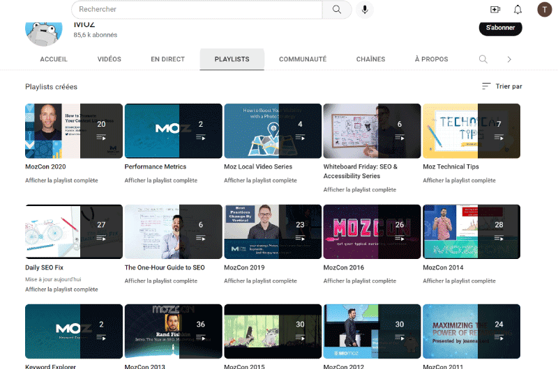 Canal Youtube | Moz