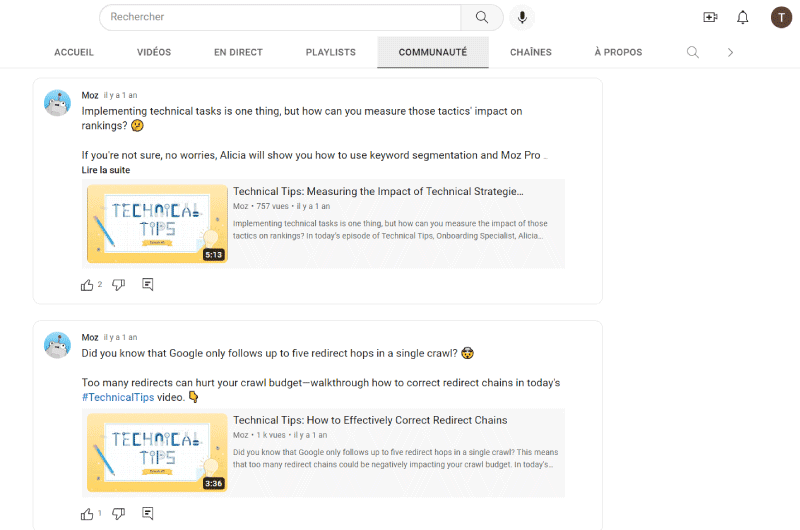 Canal Youtube | Moz