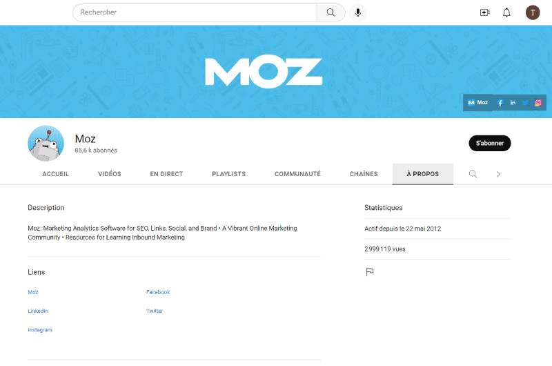 Canal Youtube | Moz
