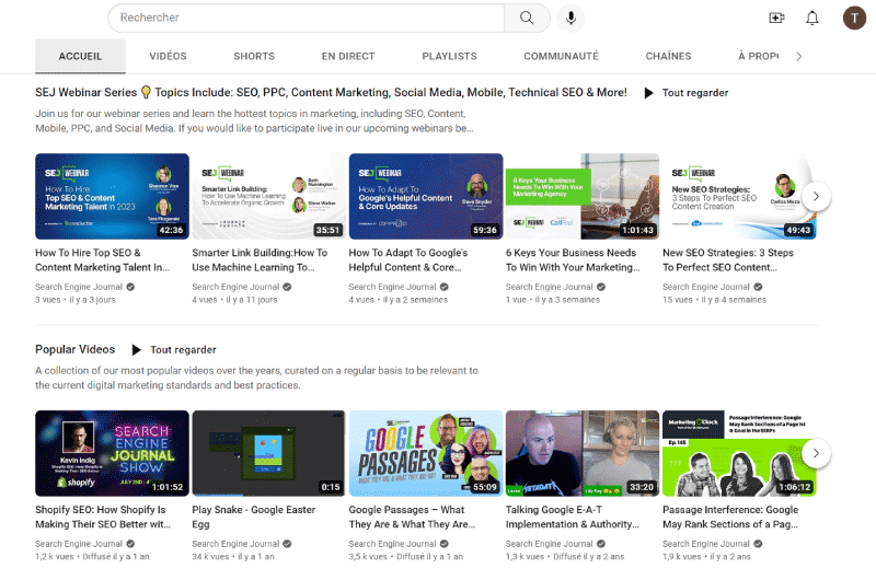 Canale YouTube | Search Engine Journal
