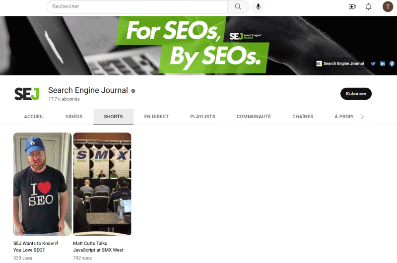 Canale YouTube | Search Engine Journal