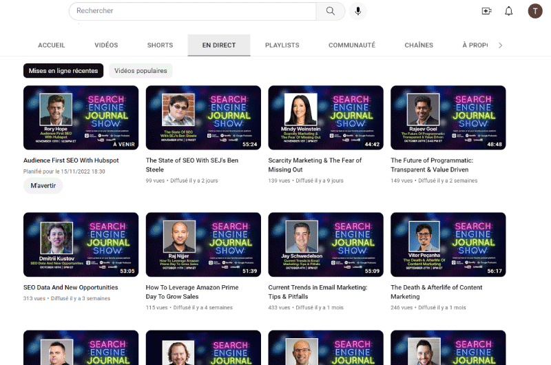 Canale YouTube | Search Engine Journal