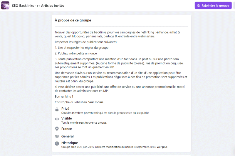 Grupo Facebook | SEO – Backlinks – Guest posts