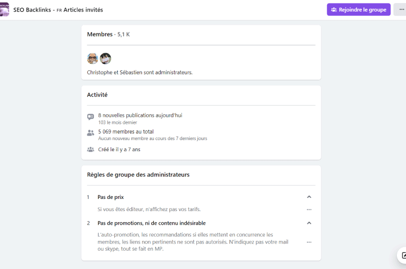 Grupo Facebook | SEO – Backlinks – Guest posts