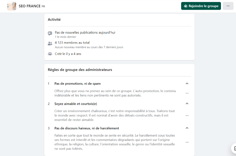 Facebook Group | SEO – France