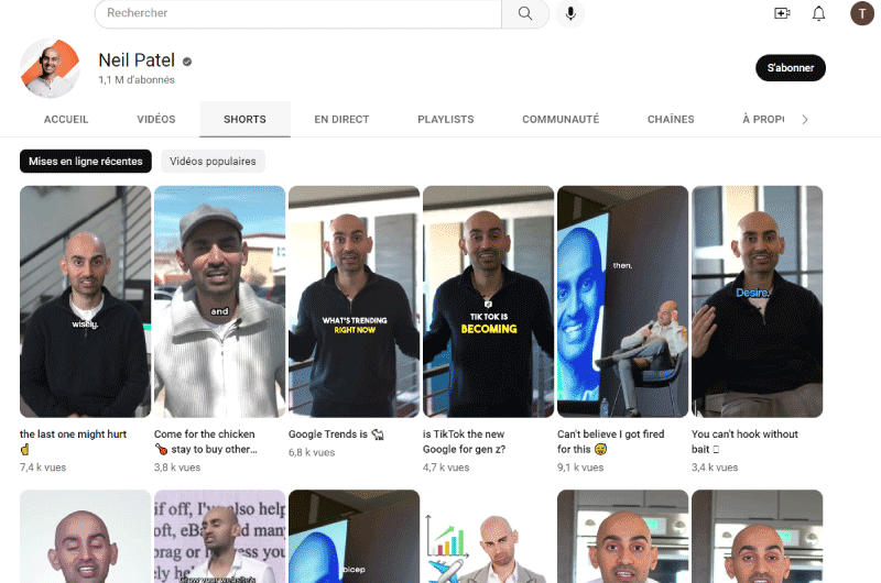 Canali Youtube | Neil Patel