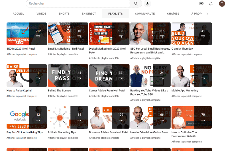 Chaînes Youtube | Neil Patel