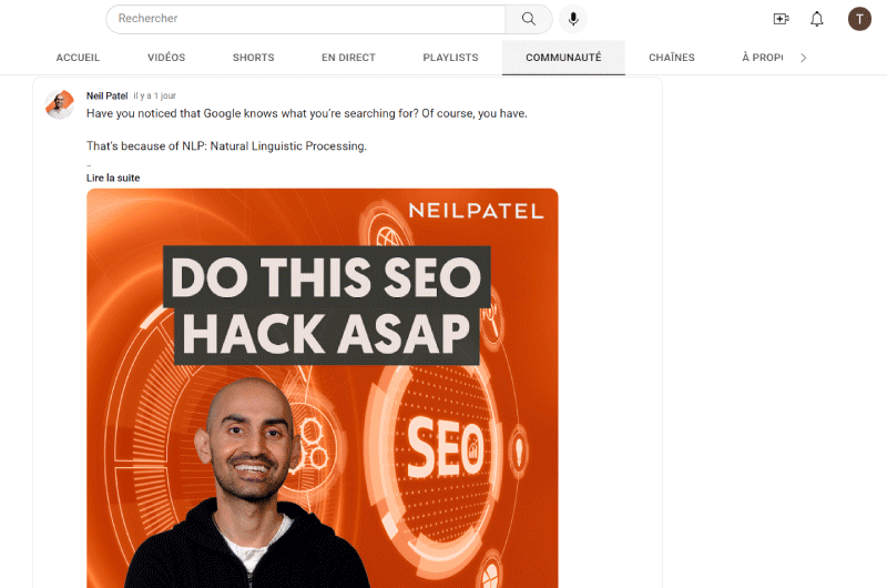 Chaînes Youtube | Neil Patel