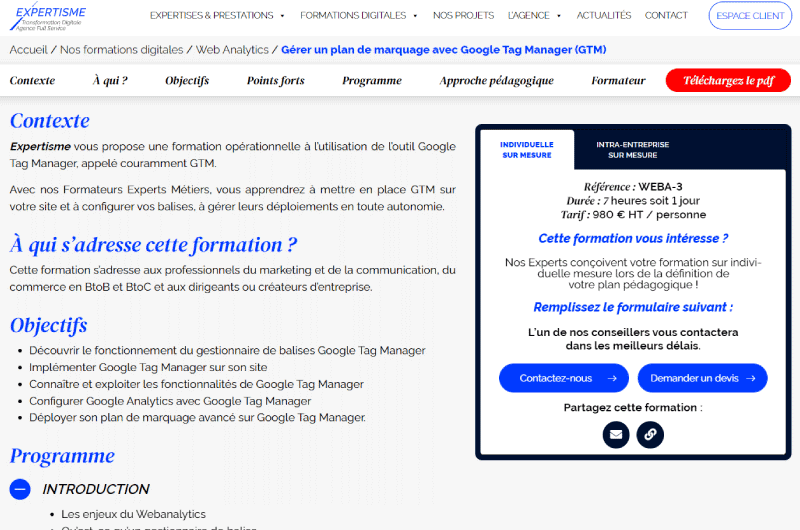 Expertise | Gestión de un plan de etiquetado con Google Tag Manager (GTM)