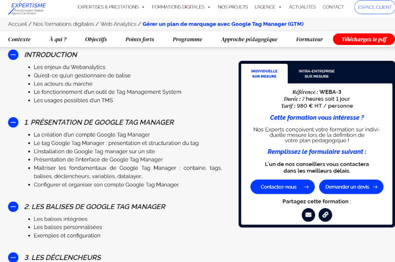Expertise | Gestión de un plan de etiquetado con Google Tag Manager (GTM)