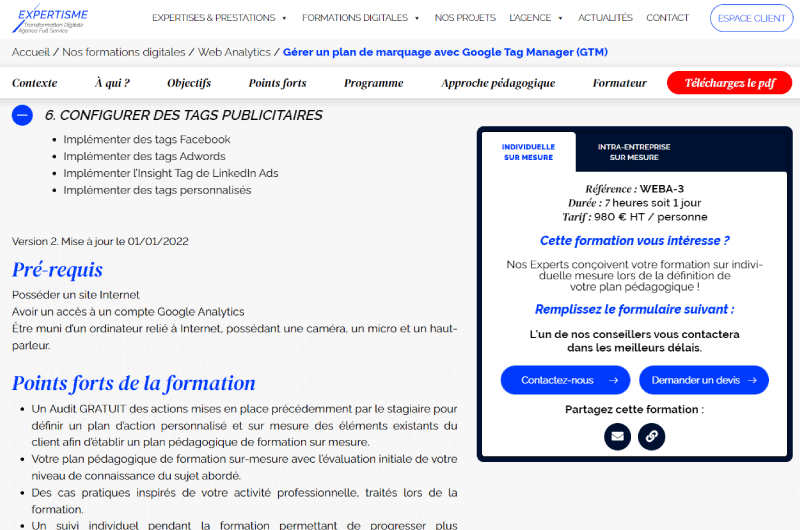 Expertisme | Gérer un plan de marquage avec Google Tag Manager (GTM)